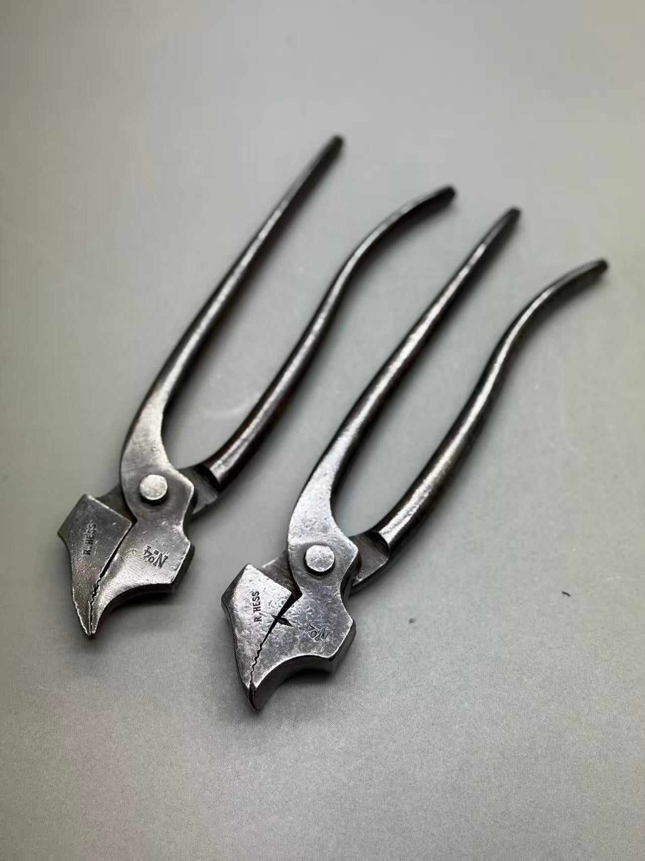 Vintage Germany R.HESS Shoemaker lasting pliers No.4 Price Sold as both(Narrow and wide pliers)