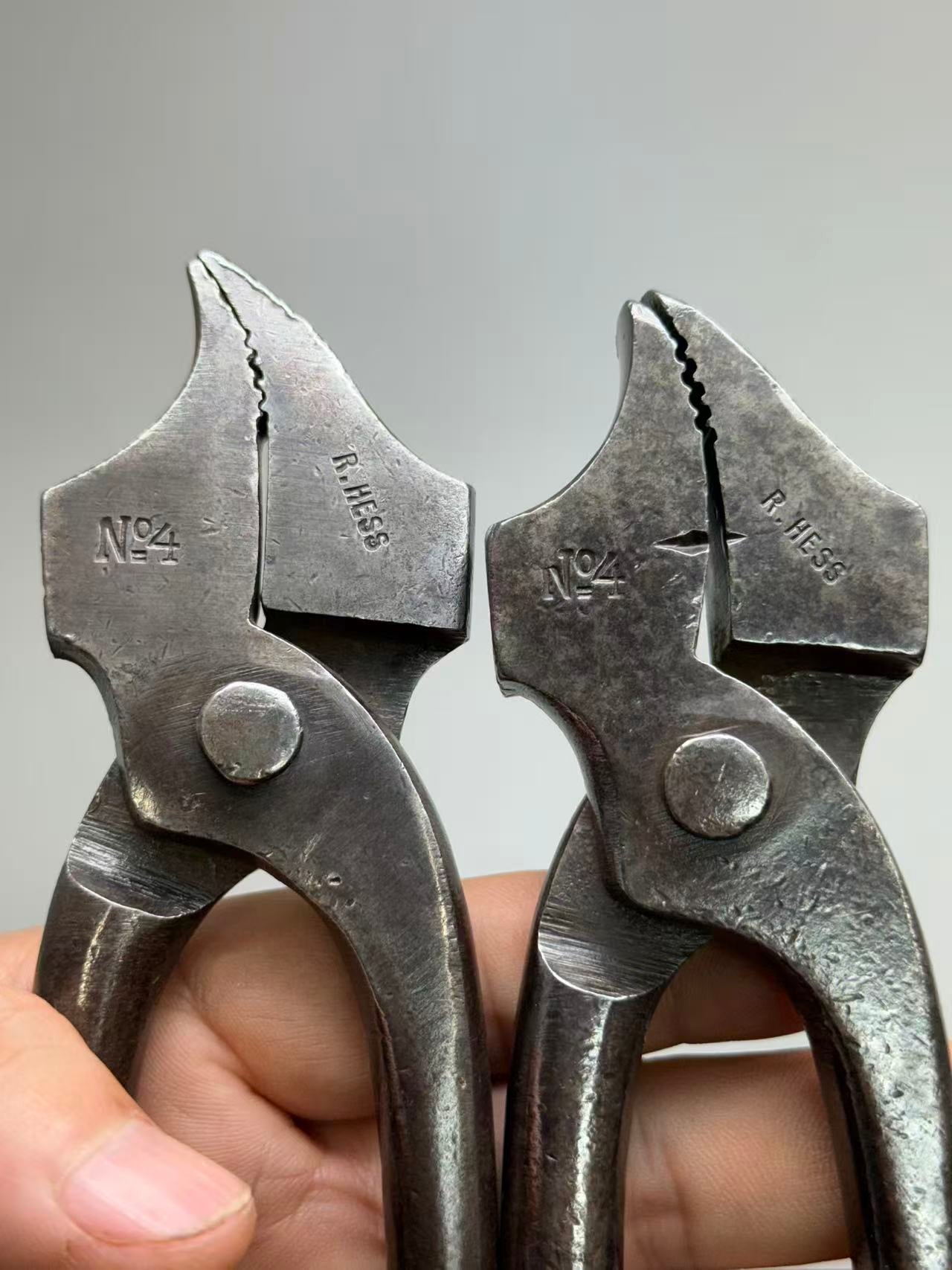 Vintage Germany R.HESS Shoemaker lasting pliers No.4 Price Sold as both(Narrow and wide pliers)