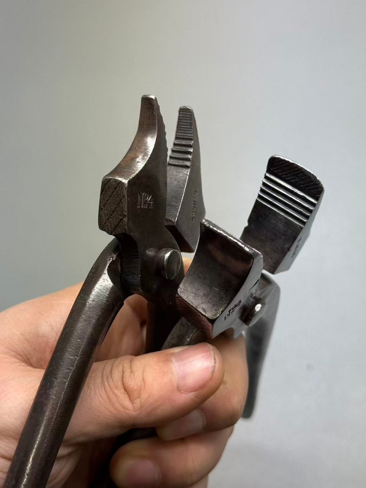 Vintage Germany R.HESS Shoemaker lasting pliers No.4 Price Sold as both(Narrow and wide pliers)